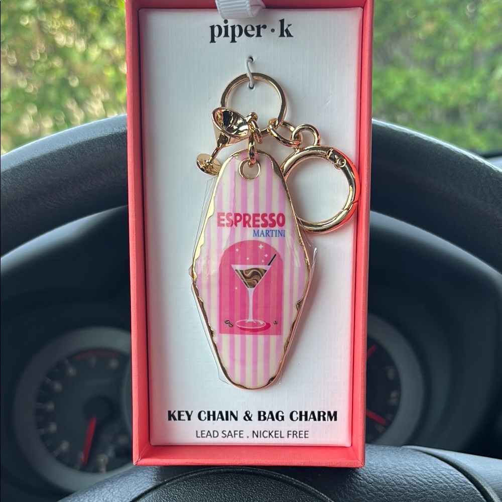 Piper K Pink and Gold Key Chain & Bag Charm